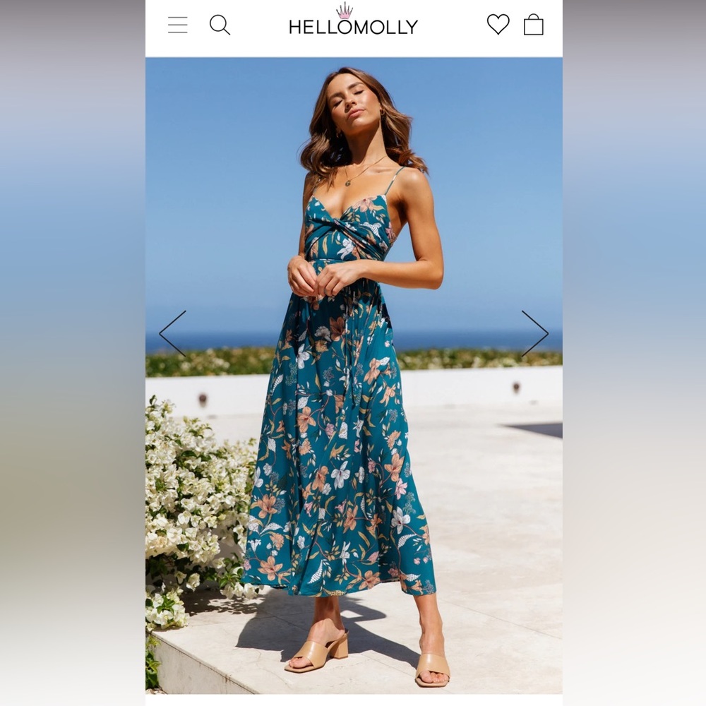 Hello Molly Teal Floral Midi Dress